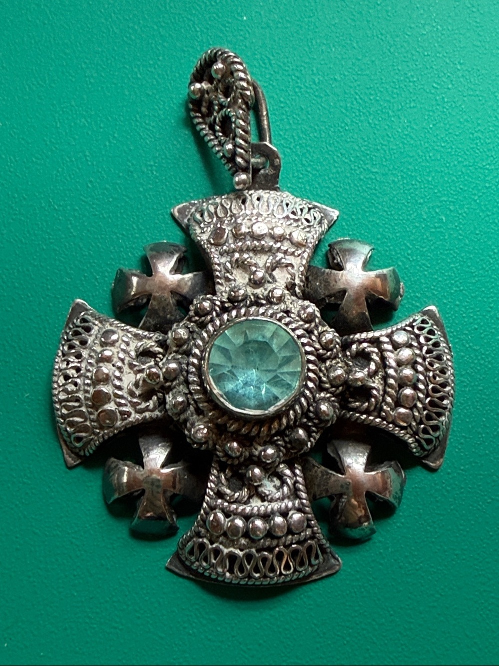 Jerusalem 935 Sterling Cross Pendant